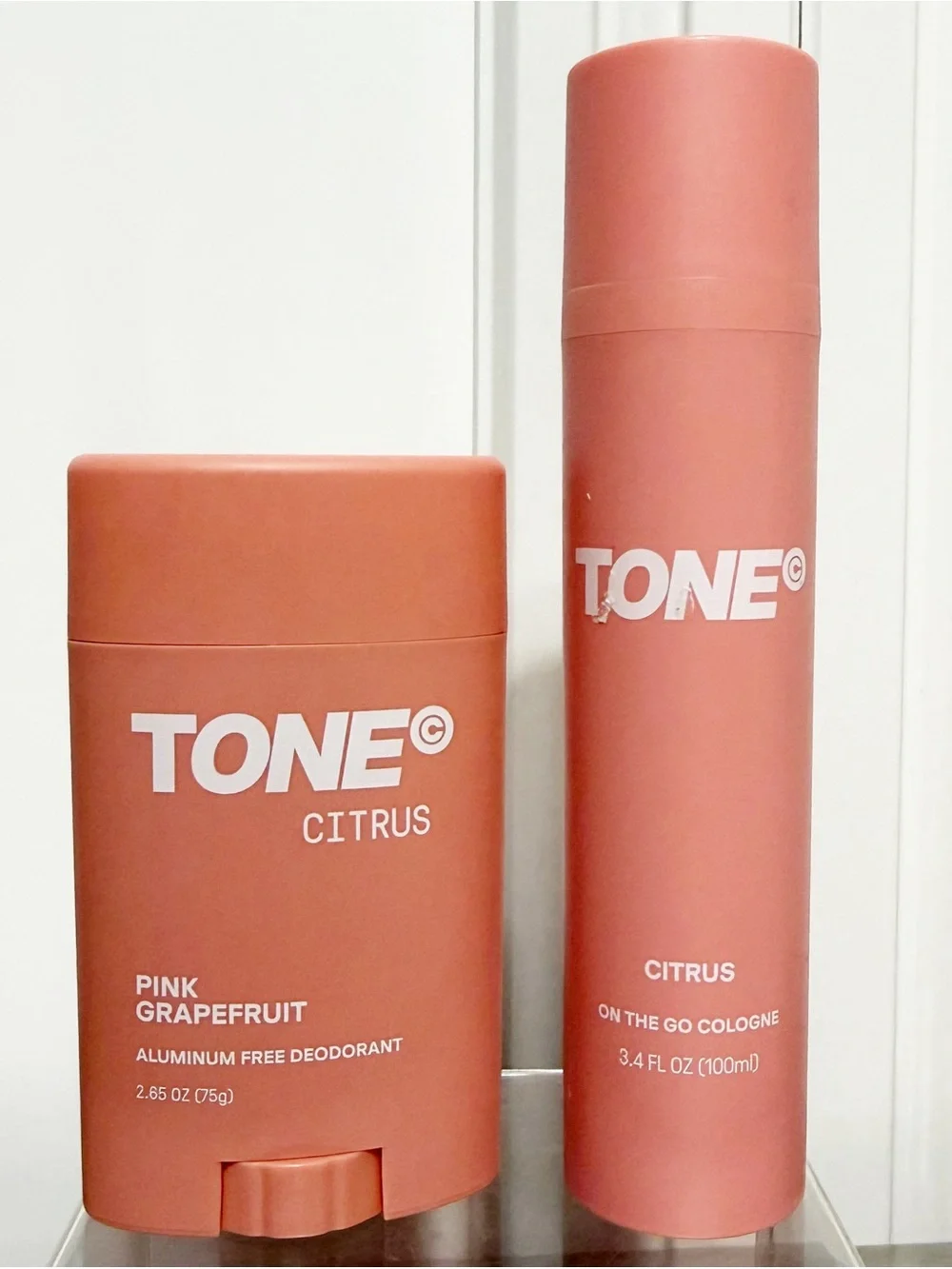TONE Citrus DEODORANT & On The Go COLOGNE ~ Pink Grapefruit ~ Full Size ~ New